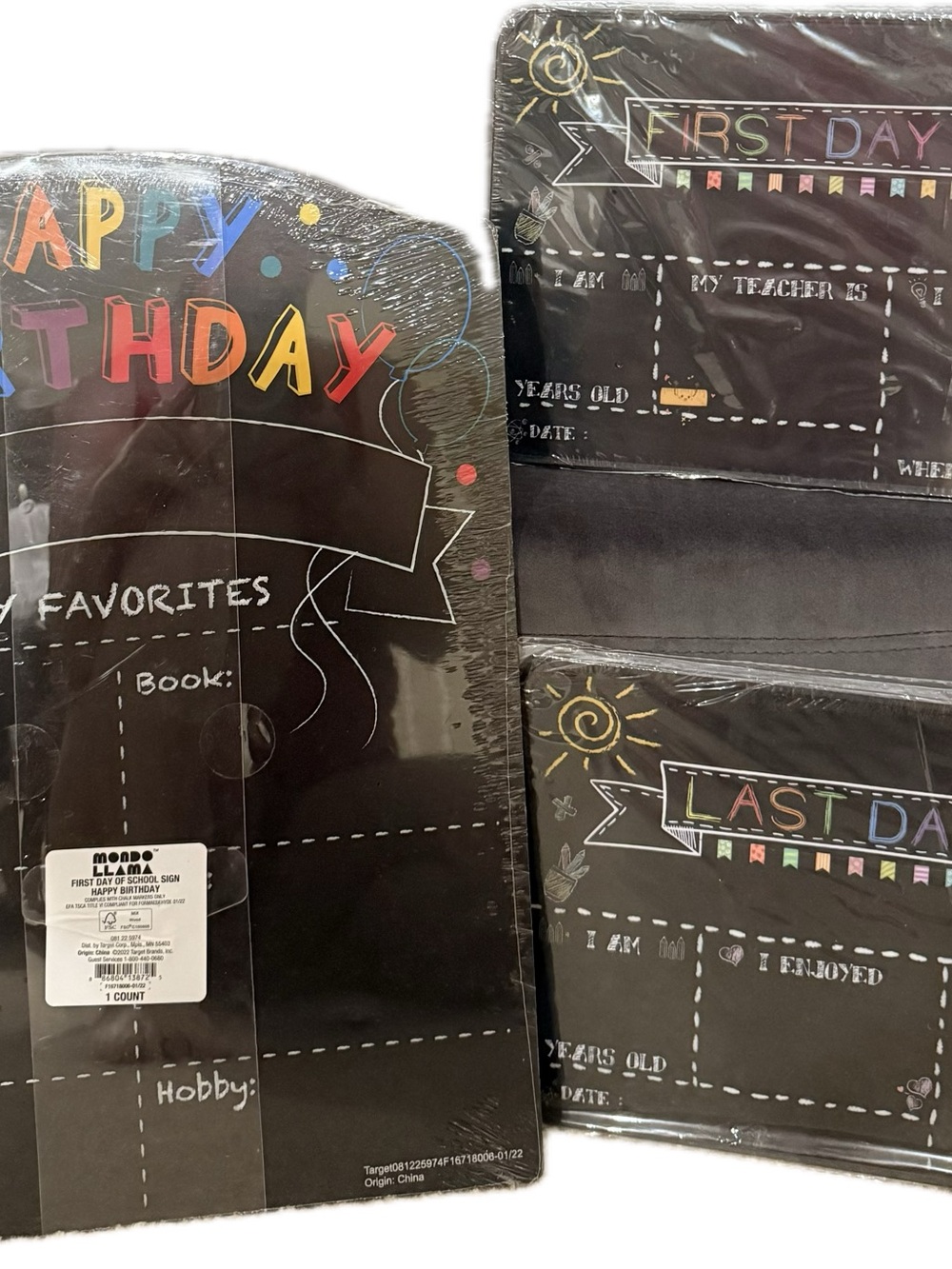 Birthday & 1st day & Last Day of School Milestone Chalkboard Signs